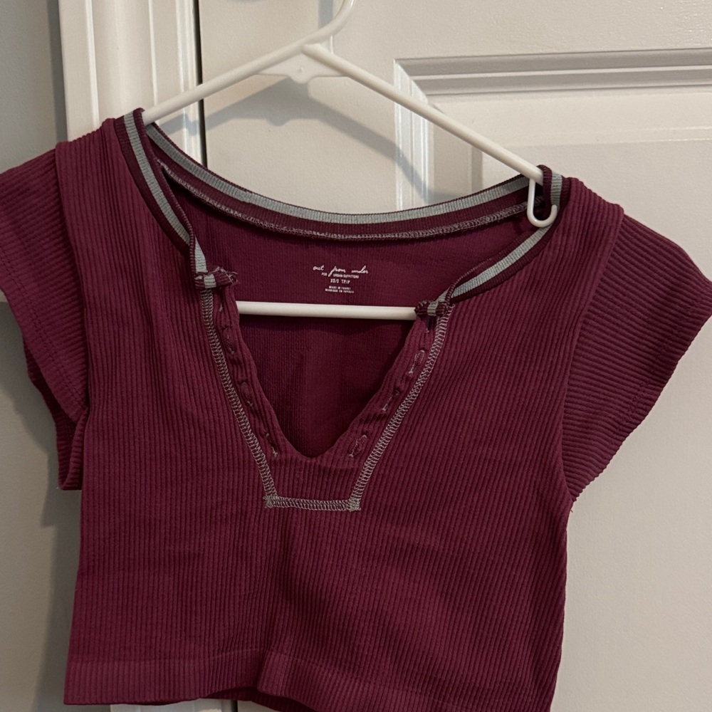 Urban Outfitters Maroon Ribbed Crop Top